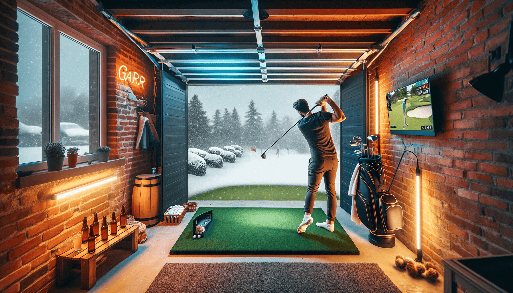 Garage golf simulator
